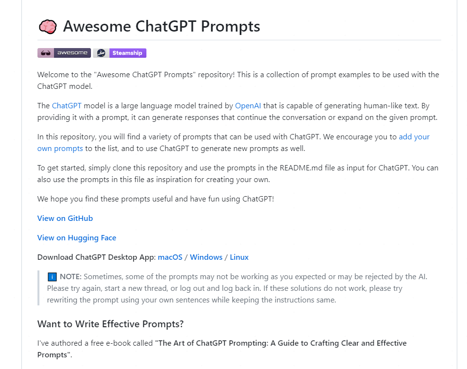 Awesome ChatGPT Prompts